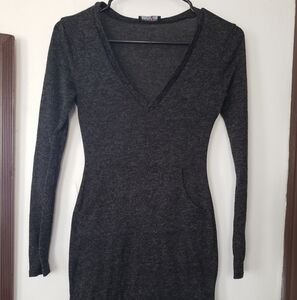 Elegant Grey Long Sleeve Dress.